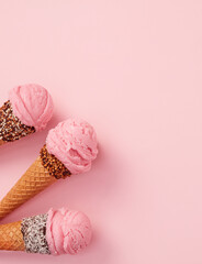 Fototapeta na wymiar Ice cream cones close-up