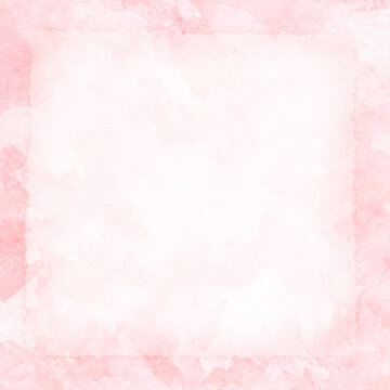 正方形　ピンクと白が優しく混じり合うロマンチックな水彩背景　コピースペース