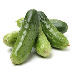 Green cucumber on the white background