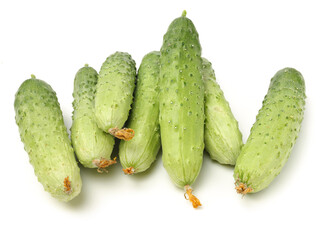 Green cucumber on the white background