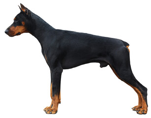 Beautiful big doberman dog on a white background