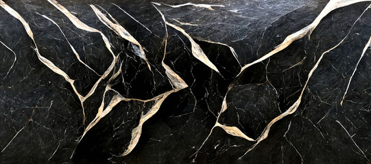 Black marble stone with golden pattern - Digital Generate Image