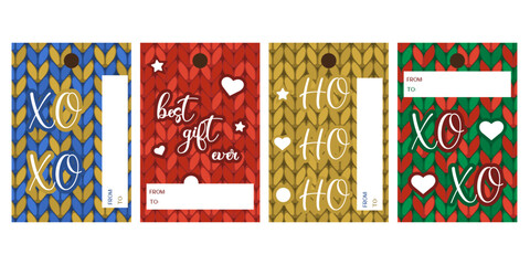 Ho ho ho and Xo xo cards with personalization. Merry Christmas printable label stickers for holiday packaging