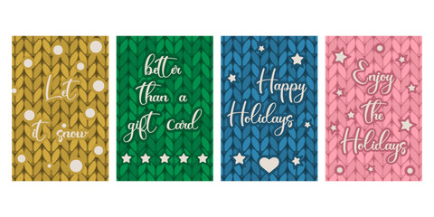 Happy holidays and Let it snow greeting card templates for Christmas. Winter banner ideas for season sale personalization
