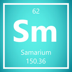 Samarium Sm Periodic Table of Elements, Atomic Mass Vector Illustration Molecule.
