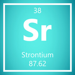 Strontium Sr Periodic Table of Elements, Atomic Mass Vector Illustration Molecule.
