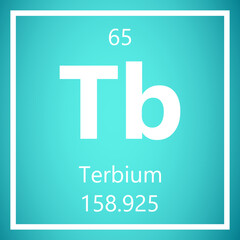 Terbium Tb Periodic Table of Elements, Atomic Mass Vector Illustration Molecule.
