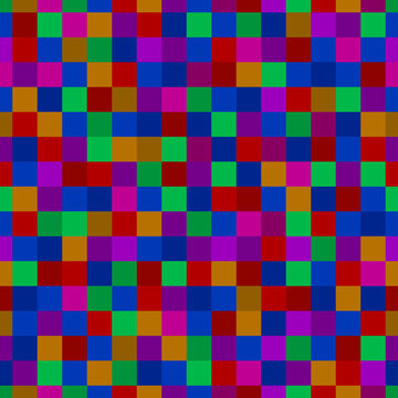 Squares seamless pattern. Full pattern. One square after another. Colorful chess board. Pixels. Square mosaic. Prints, packaging design, textiles, tiles and wallpapers. © Nikola