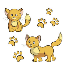 Set of cats. Paws of cats. Character of cartoon. Kittens. 