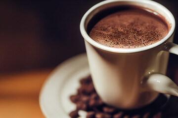 Cup of pumpkin spice latte or hot chocolate, digital art