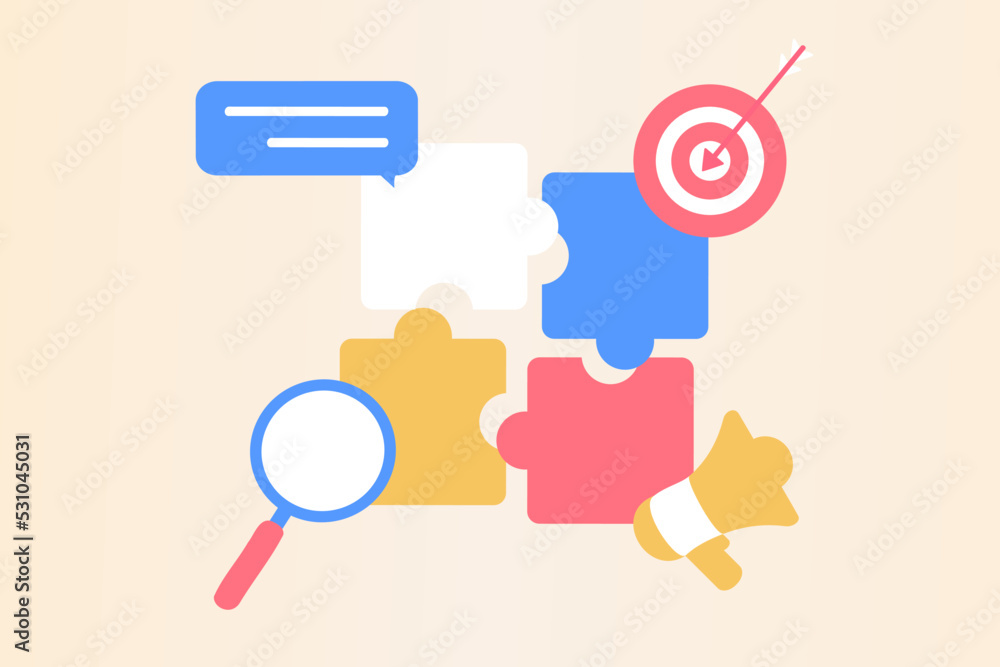 Poster business solution and support, problem solving and decision making, innovative ideas concept. connec