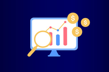 Sales growth template. Business strategy, financial analytics, profit increasing, sales manager, accounting, sales promotion, marketing and operation concept. Minimalist flat vector illustration.