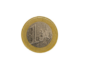 One Euro Coin on white background