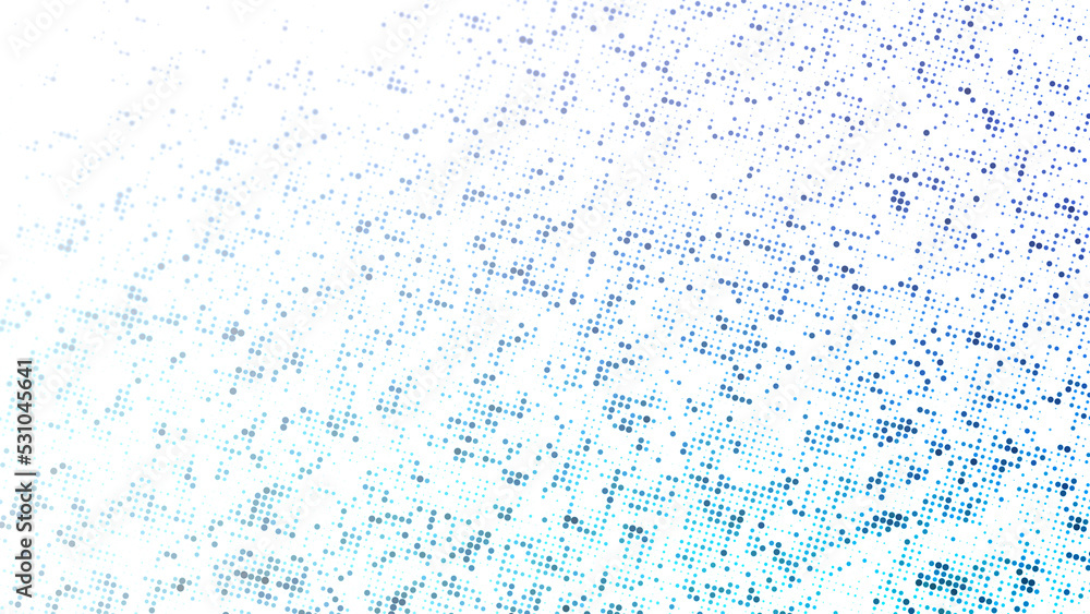 Poster abstract dotted blue halftone background with copy space. half tone pattern, design template and ill