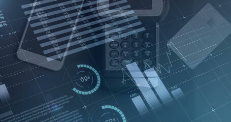 Digital image of statistical data processing over grid network against credit card machine