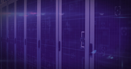 Image of qr code scanning over computer servers