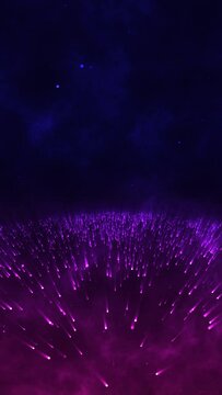 fireworks and glowing stars in the night sky animation vertical video