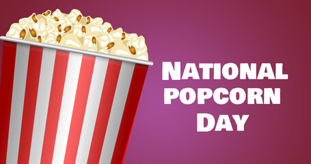 Image of box of popcorn over national popcorn day text