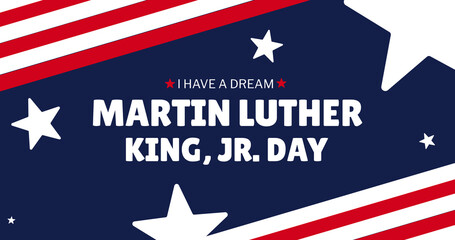 Obraz na płótnie Canvas Image of happy martin luther king day text over american flag
