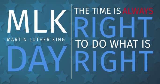 Image of happy martin luther king day text over stars