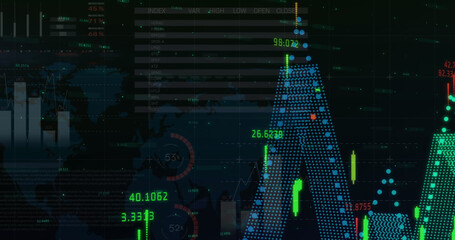 Image of financial data processing over black background