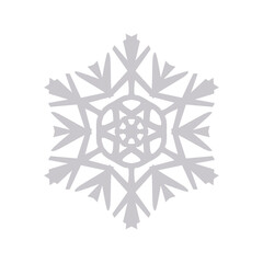 Snowflake vector graphics on a white background cut out of paper , 6 rays.