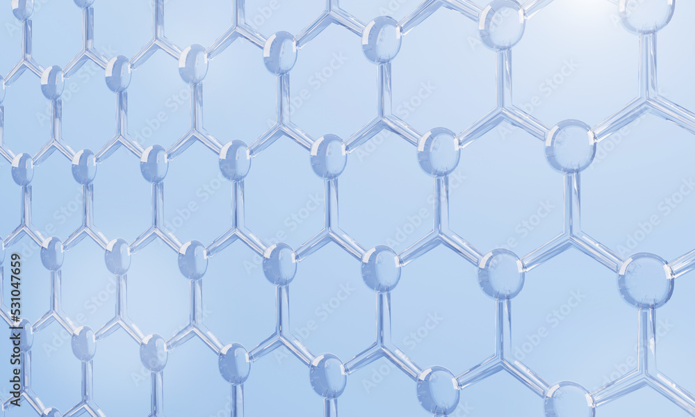 Aufkleber blue transparency chemical glass hexagonal structure connection network background. science and cosm