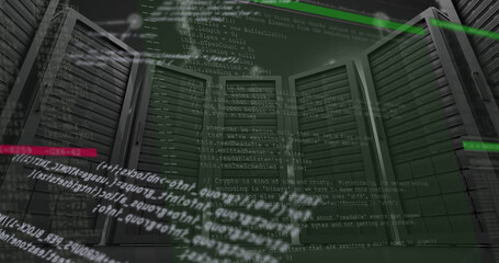 Image of data processing over server room