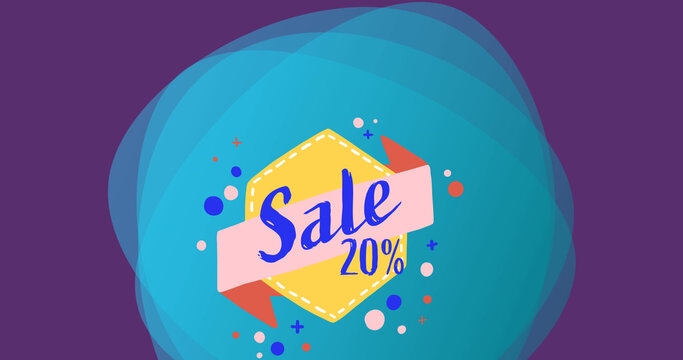 Image of sale text over purple moving background