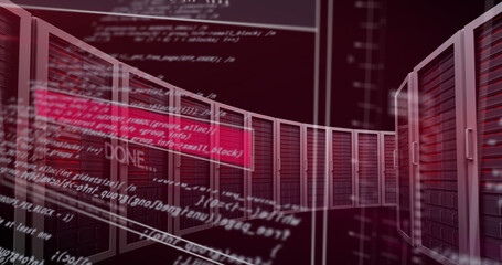 Image of data processing over server room