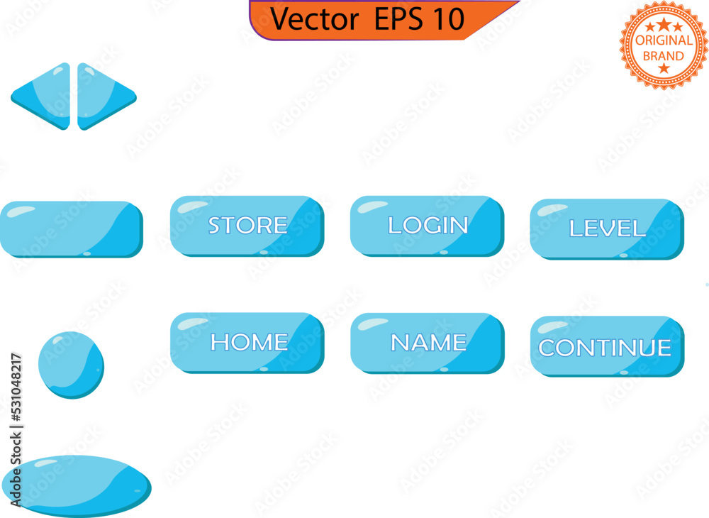 Wall mural interface buttons set for space games or apps. vector illustration. easy to edit. button color blue 