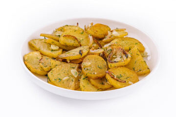 Fried potatoes with onions and garlic