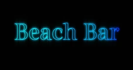 Muurstickers Buffet Opkomend blauw neonreclamebord van de Beach Bar