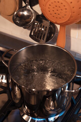 Boiling water in a pot