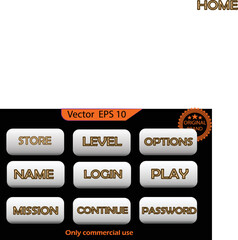 Set of white buttons and sliders, web icons of different forms. Gradient mesh. Button set color gold glossy. EPS 10. Only commercial use