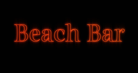 Opkomende oranje Beach Bar neon reclamebord