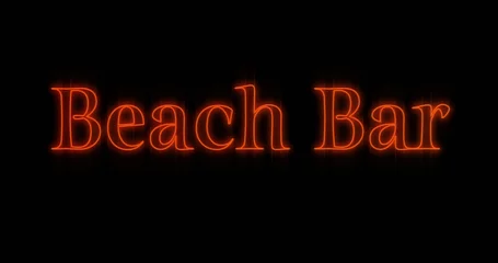 Photo sur Plexiglas Buffet, Bar Panneau d& 39 affichage néon orange Beach Bar émergent