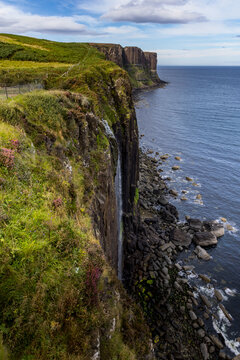 Mealt Waterfall, Sea Waterfall. Isle of Skye, Portree, Scottish highlands and Islands, Scotland