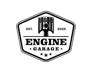 Obraz premium Car engine piston icon vector for garage engine vintage logo design. Piston silhouette illustration sign symbol vector 