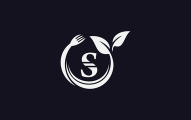 Green leaf nature with spoon and healthy logo design vector spoon fork and leaf