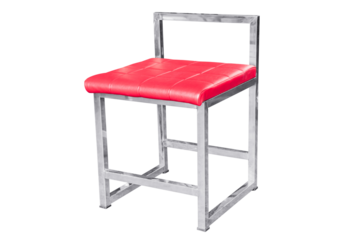 Stainless steel chair with leather cushion isolated.