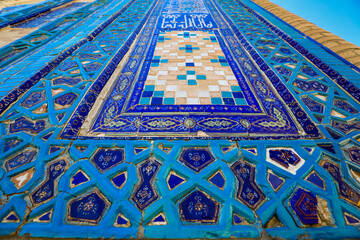 Mosaic Details of the Shah-i-Zinda Ensemble Mediaeval Oriental mausoleums and other ritual buildings in Samarkand, Uzbekistan