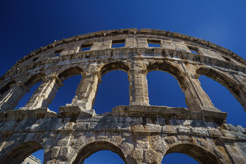 Obraz premium Pula, Croatia - September 2022 September 13: Pula is the city in Istria region, Croatia and is known for Pula Arena