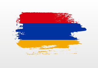 Modern style brush painted splash flag of Armenia with solid background