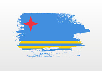 Modern style brush painted splash flag of Aruba with solid background
