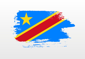 Modern style brush painted splash flag of Democratic Republic of the Congo with solid background