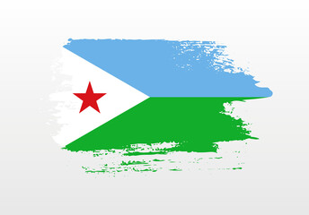 Modern style brush painted splash flag of Djibouti with solid background