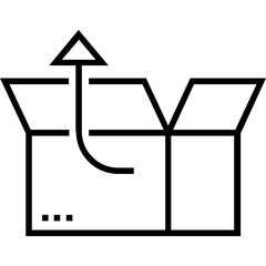 Open Box Line Vector Icon 