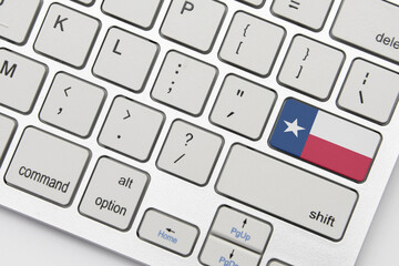 flag of texas state on the keyboard on a grey background .3d illustration - obrazy, fototapety, plakaty