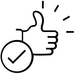 Thumbs Up Line Vector Icon